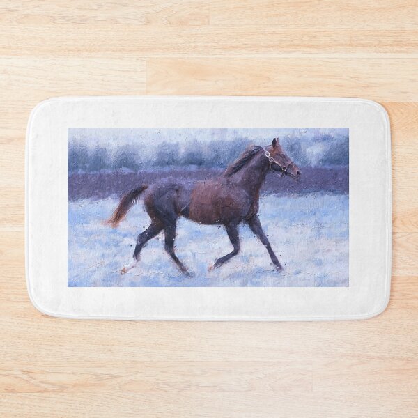 Item preview, Thoroughbred horse running – cool winter colors designed and sold by NickoPrints.