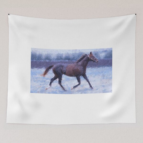 Item preview, Thoroughbred horse running – cool winter colors designed and sold by NickoPrints.