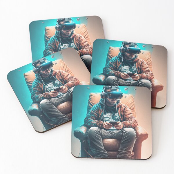 Item preview, Man wearing virtual reality headset designed and sold by DreamscapesAI.