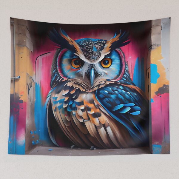 Item preview, Anamorphic Graffiti Mural of a Big Owl designed and sold by digitalbrosse.