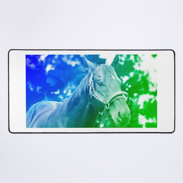 Item preview, Thoroughbred horse portrait - green and blue halftone pattern designed and sold by NickoPrints.