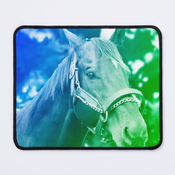 Item preview, Thoroughbred horse portrait - green and blue halftone pattern designed and sold by NickoPrints.