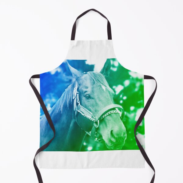 Item preview, Thoroughbred horse portrait - green and blue halftone pattern designed and sold by NickoPrints.