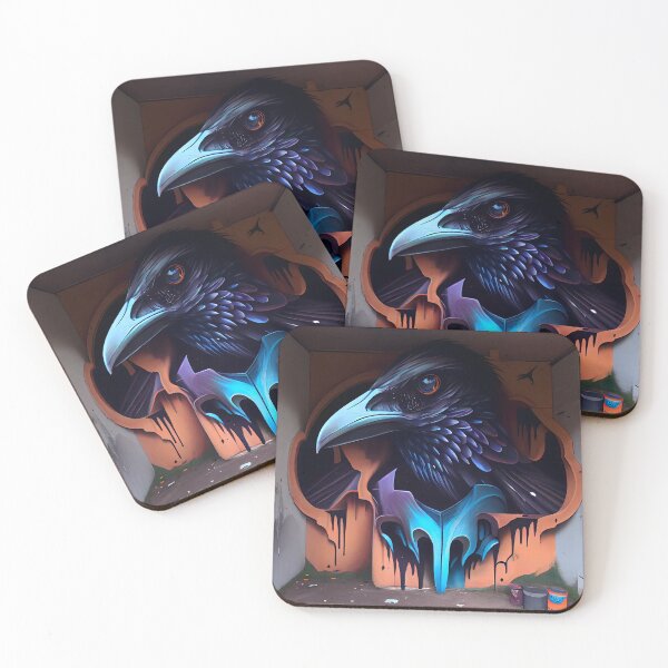 Item preview, Anamorphic Graffiti Mural of a Raven designed and sold by digitalbrosse.