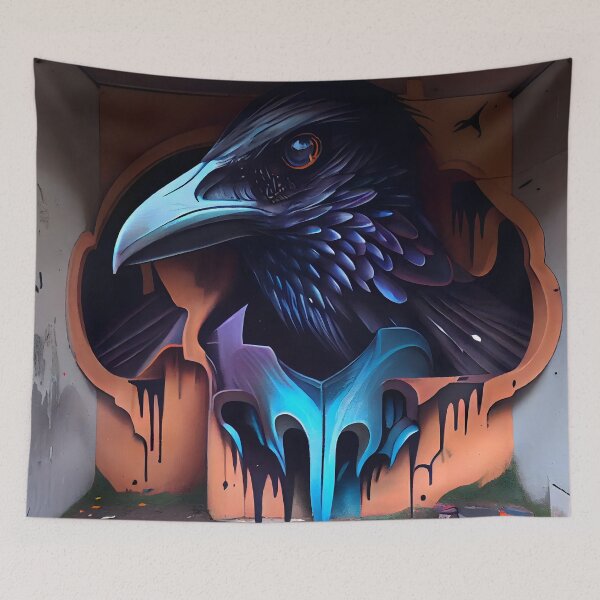 Item preview, Anamorphic Graffiti Mural of a Raven designed and sold by digitalbrosse.