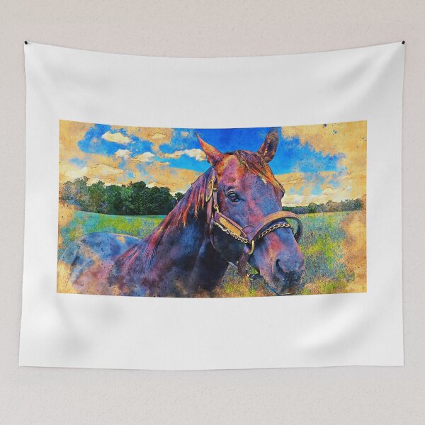 Item preview, Thoroughbred horse portrait – digital painting with vintage look designed and sold by NickoPrints.