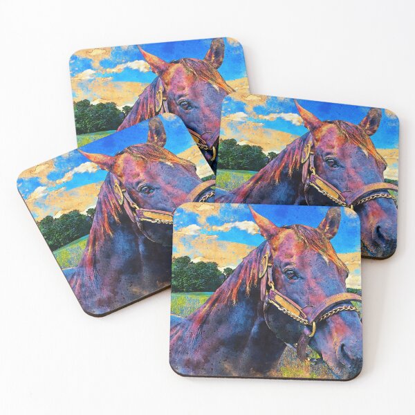 Item preview, Thoroughbred horse portrait – digital painting with vintage look designed and sold by NickoPrints.