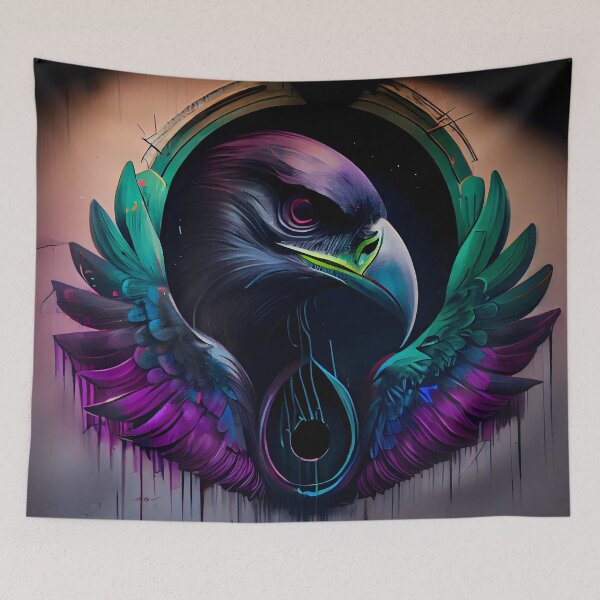 Item preview, Anamorphic Graffiti Mural of a Raven 2 designed and sold by digitalbrosse.