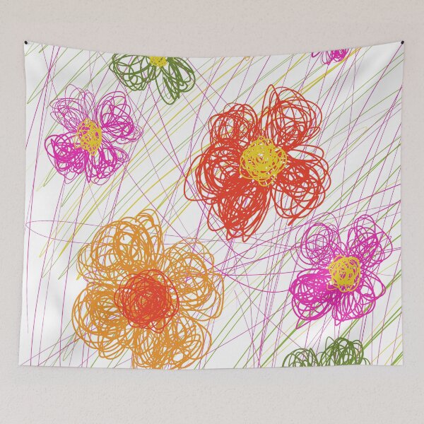 Item preview, children's drawing style flowers designed and sold by azet-art.
