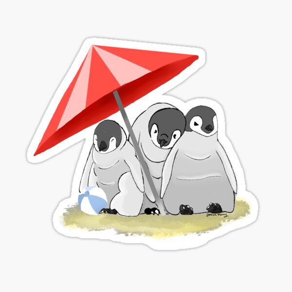 Penguins At The Beach Sticker