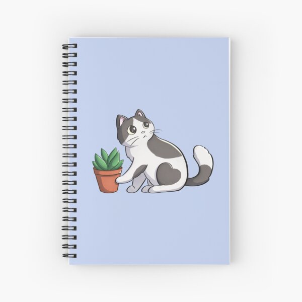 Cat Pushing Down Plant Spiral Notebook