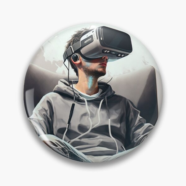 Item preview, Man wearing virtual reality headset designed and sold by DreamscapesAI.