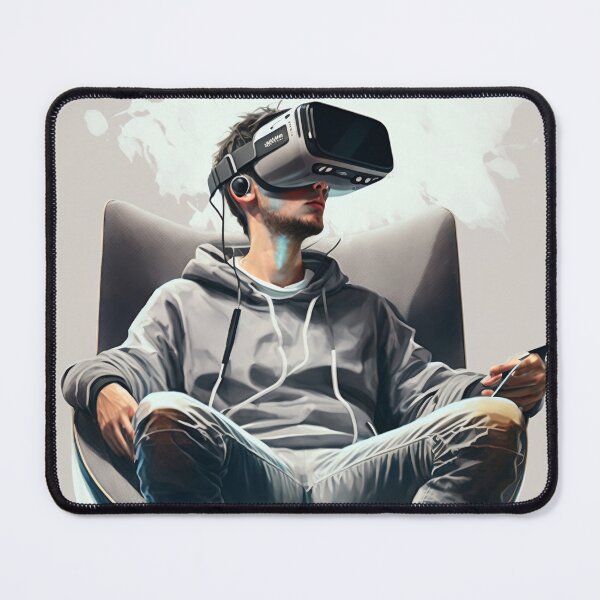 Item preview, Man wearing virtual reality headset designed and sold by DreamscapesAI.