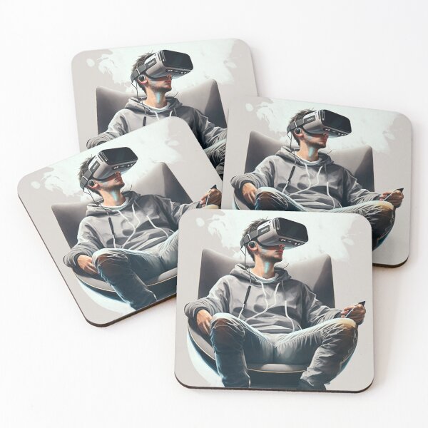Item preview, Man wearing virtual reality headset designed and sold by DreamscapesAI.