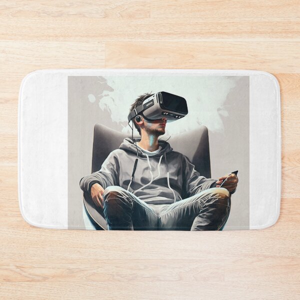 Item preview, Man wearing virtual reality headset designed and sold by DreamscapesAI.