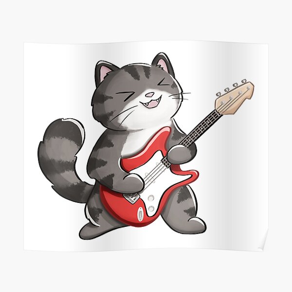 Guitarist Cat Poster