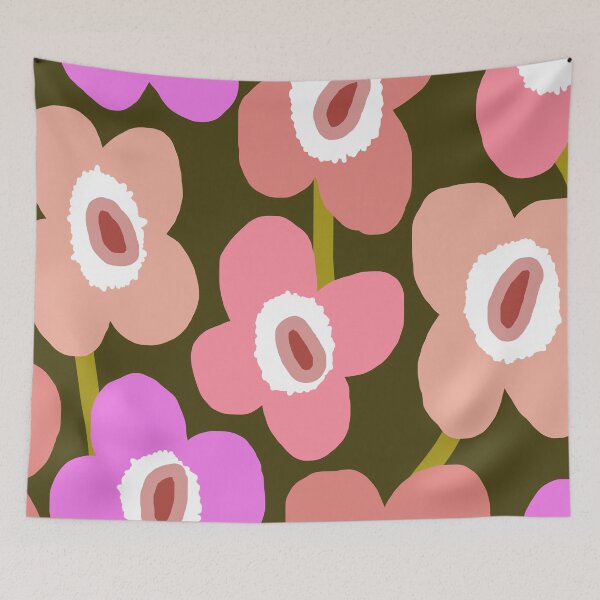 Item preview, Iconic Retro Scandinavian Floral Pattern in Pink and Green designed and sold by Deutschic.