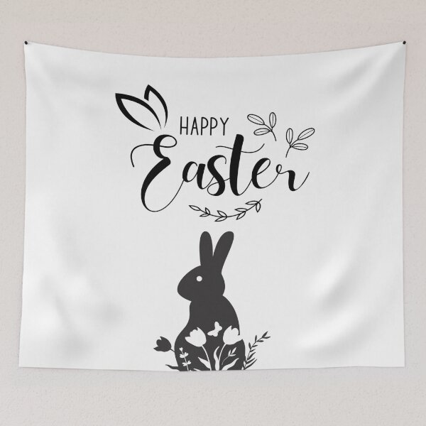 Aperçu de l'œuvre Happy Easter Bunny Cute Flowers créée et vendue par VersoShopping.