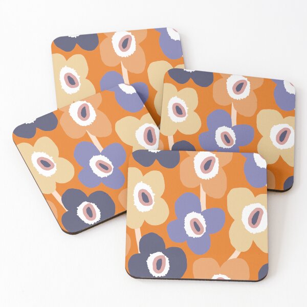 Item preview, Iconic Retro Scandinavian Floral Pattern in Orange and Purple designed and sold by Deutschic.