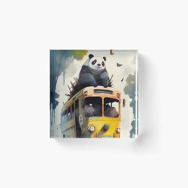 Item preview, "Adorable Panda Driving School Bus - Watercolor JRPG Style" designed and sold by digitalbrosse.