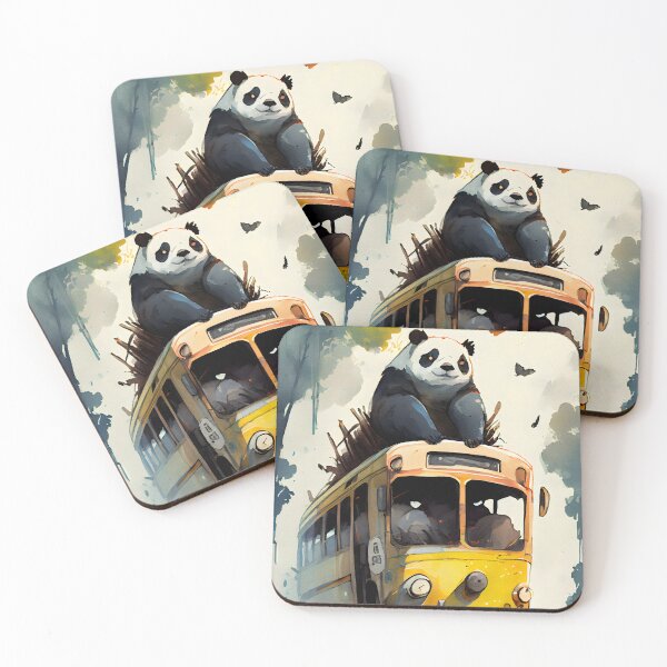 Item preview, "Adorable Panda Driving School Bus - Watercolor JRPG Style" designed and sold by digitalbrosse.