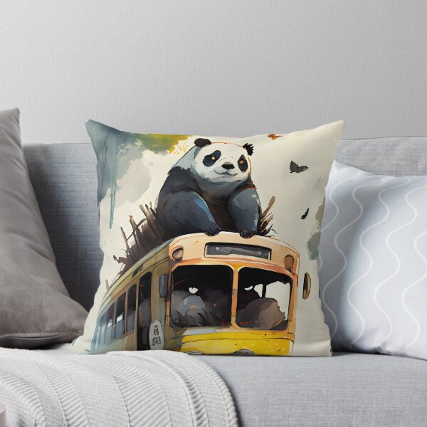 Item preview, "Adorable Panda Driving School Bus - Watercolor JRPG Style" designed and sold by digitalbrosse.