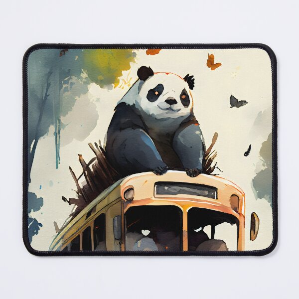 Item preview, "Adorable Panda Driving School Bus - Watercolor JRPG Style" designed and sold by digitalbrosse.