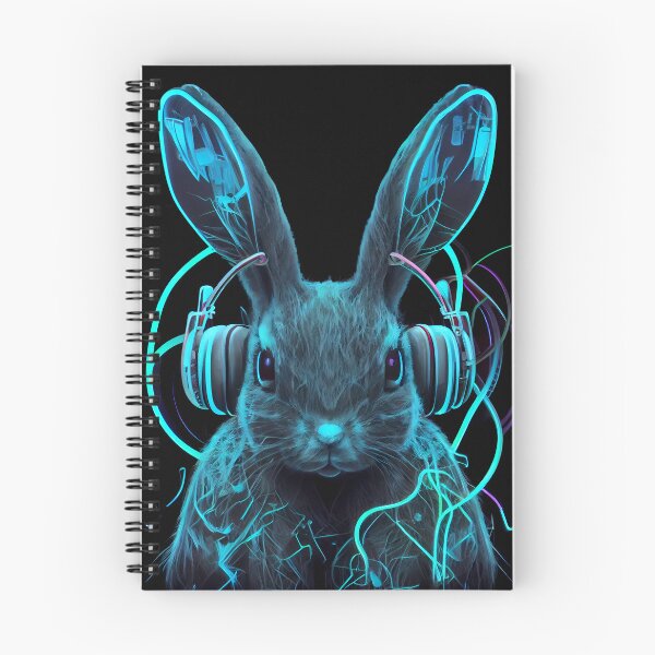 Artikelvorschau, Neon Cyber Bunny hört Jams und rockt die Kopfhörer! entworfen und verkauft von GotPink.