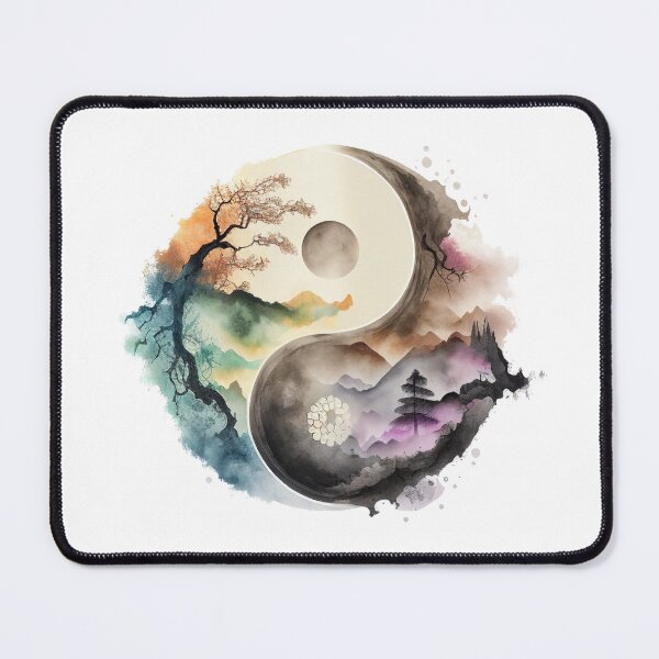 Item preview, Yin Yang Landscape Watercolor Artwork, YinYang Symbol designed and sold by SharpDream.