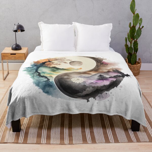 Item preview, Yin Yang Landscape Watercolor Artwork, YinYang Symbol designed and sold by SharpDream.