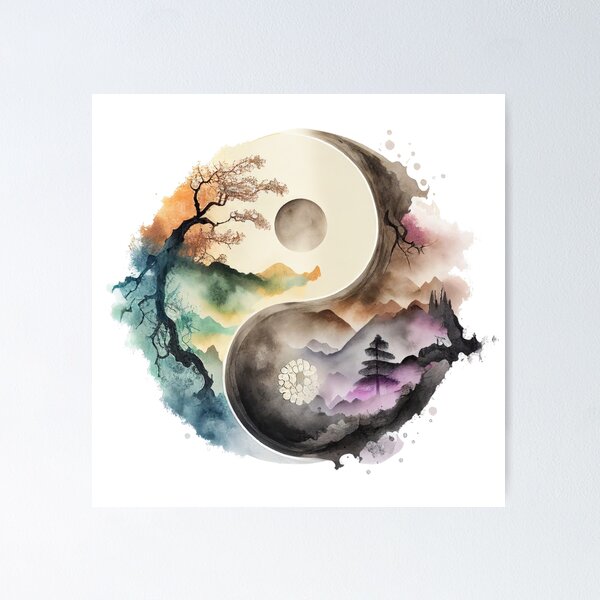 Yin Yang Abstract Watercolor Artwork, Eastern Spiritual YinYang Prints  Poster for Sale by SharpDream