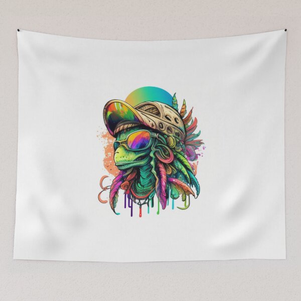 Aperçu de l'œuvre Hippie Alien Arc-en-ciel Holographique créée et vendue par Benin Store ®.