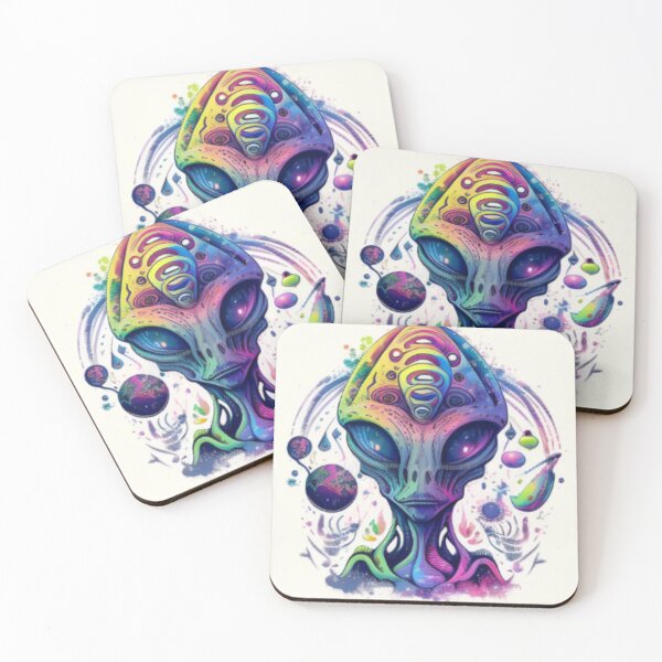 Aperçu de l'œuvre Hippie Psychédélique Alien Arc-en-ciel Holographique créée et vendue par Benin Store ®.