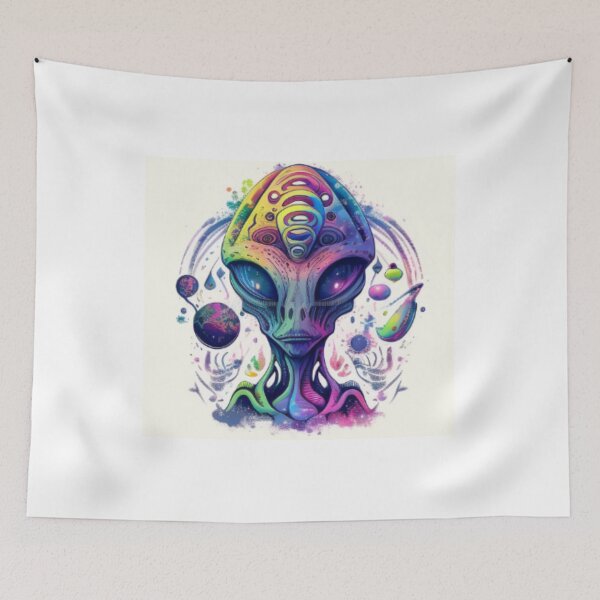 Aperçu de l'œuvre Hippie Psychédélique Alien Arc-en-ciel Holographique créée et vendue par Benin Store ®.