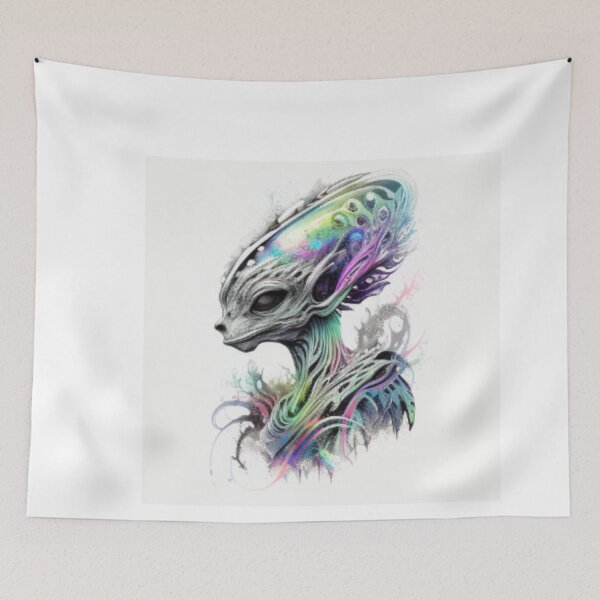 Aperçu de l'œuvre Hippie Psychédélique Alien Arc-en-ciel Holographique créée et vendue par Benin Store ®.