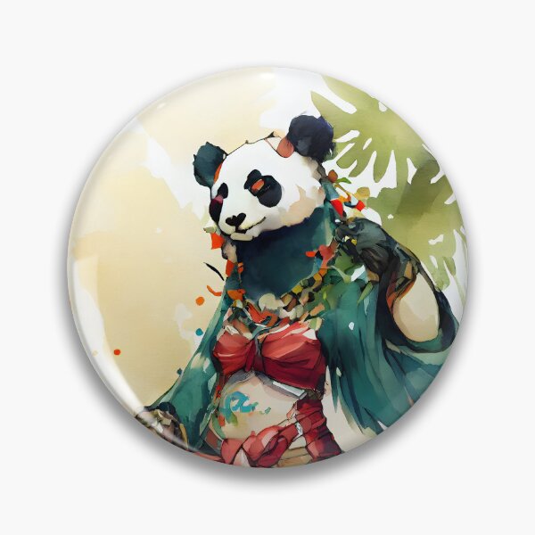 Item preview, "Dynamic Lady Panda in Stunning Jungle Dress - Watercolor JRPG Style" 3 designed and sold by digitalbrosse.