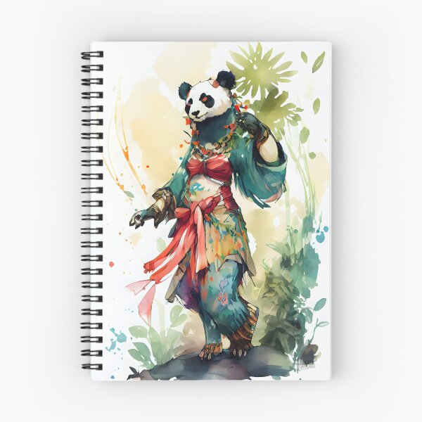 Item preview, "Dynamic Lady Panda in Stunning Jungle Dress - Watercolor JRPG Style" 3 designed and sold by digitalbrosse.