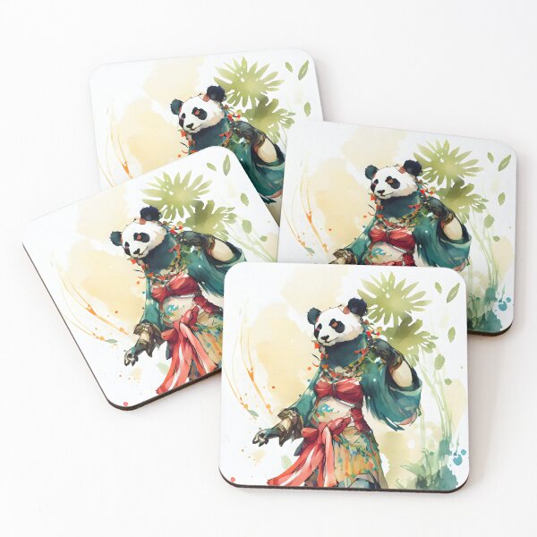 Item preview, "Dynamic Lady Panda in Stunning Jungle Dress - Watercolor JRPG Style" 3 designed and sold by digitalbrosse.
