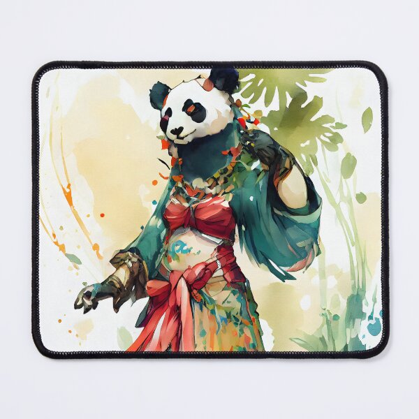 Item preview, "Dynamic Lady Panda in Stunning Jungle Dress - Watercolor JRPG Style" 3 designed and sold by digitalbrosse.