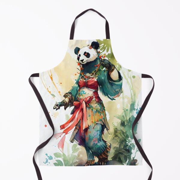 Item preview, "Dynamic Lady Panda in Stunning Jungle Dress - Watercolor JRPG Style" 3 designed and sold by digitalbrosse.