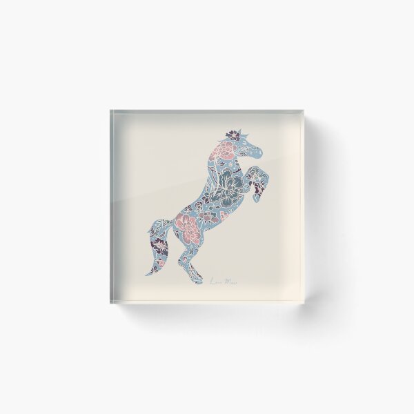 Item preview, Rearing horse flower silhouette - Morning Snow designed and sold by LanaMaesDesign.