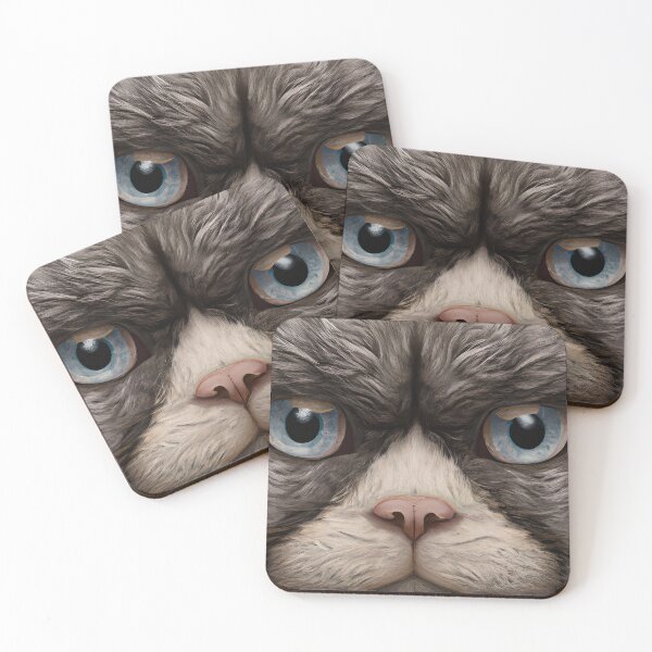 Item preview, Close-up of Grey and White Cat Face designed and sold by Shelley Noel.