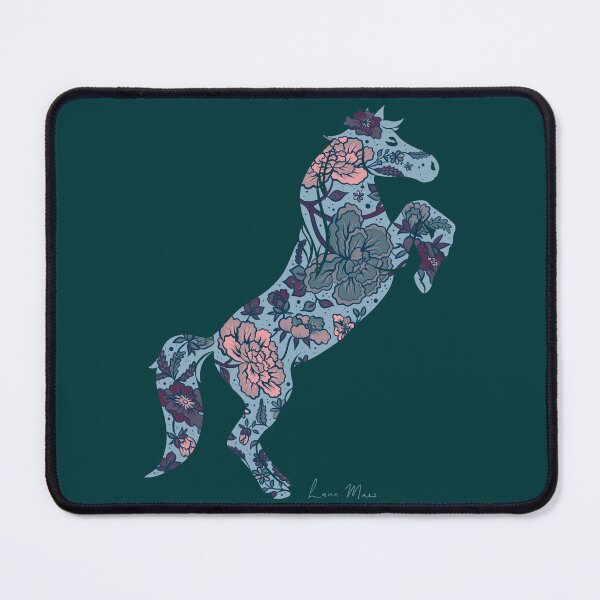 Item preview, Rearing horse flower silhouette - Evening Snow designed and sold by LanaMaesDesign.