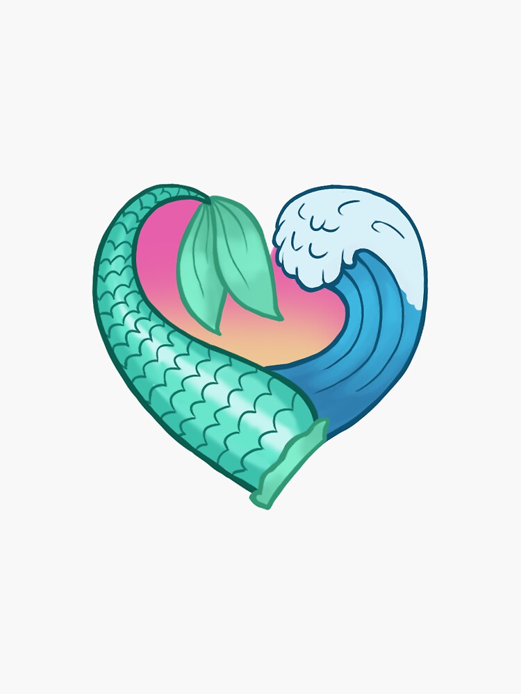 Mermaid Heart Sticker By Jaceychase Redbubble