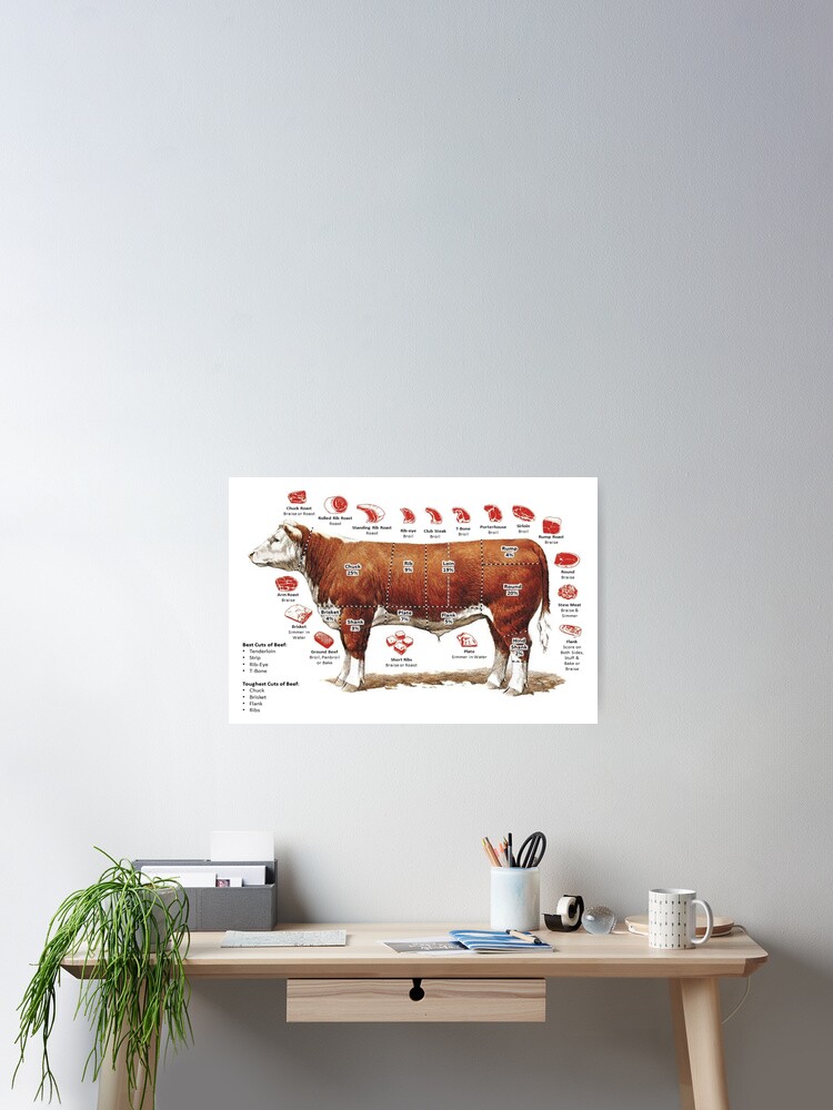 "Beef Cuts Chart Poster" Poster for Sale by Chartopian | Redbubble