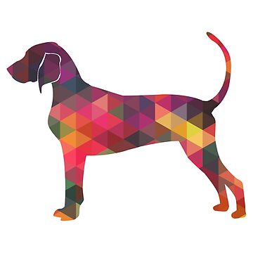 Artwork thumbnail, Bluetick Coonhound Colorful Geometric Pattern Silhouette - Multi by TriPodDogDesign