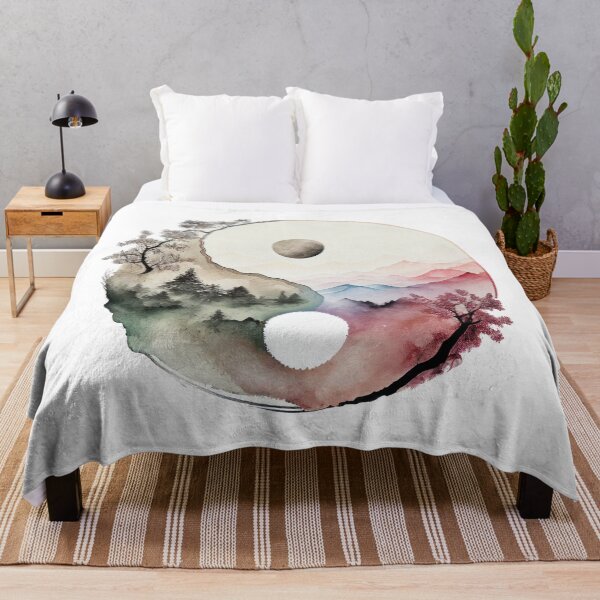 Item preview, Yin Yang Watercolor Spiritual Artwork, Landscape YinYang Painting designed and sold by SharpDream.
