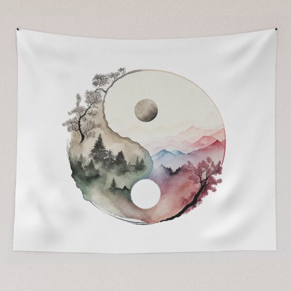 Item preview, Yin Yang Acuarela Arte espiritual, Paisaje Pintura YinYang designed and sold by SharpDream.