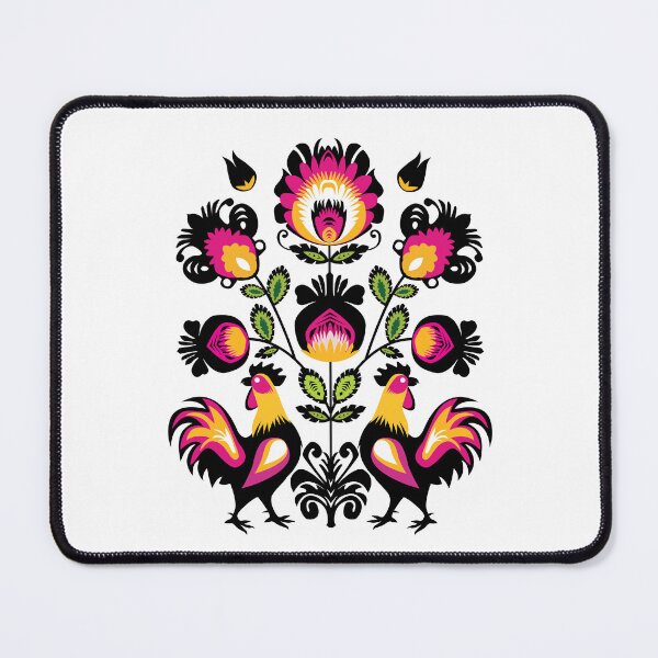 Item preview, Folklore with black, pink and yellow Roosters designed and sold by FK-UK.