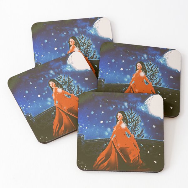Artikelvorschau, Epic red dress, blue castle, snowfall, moonshine at night entworfen und verkauft von Silva-Sol.